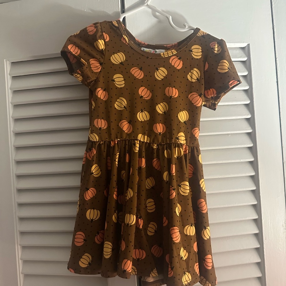 Dot Dot Smile Brown Pumpkin Kids Dress NWOT - Picture 3 of 8